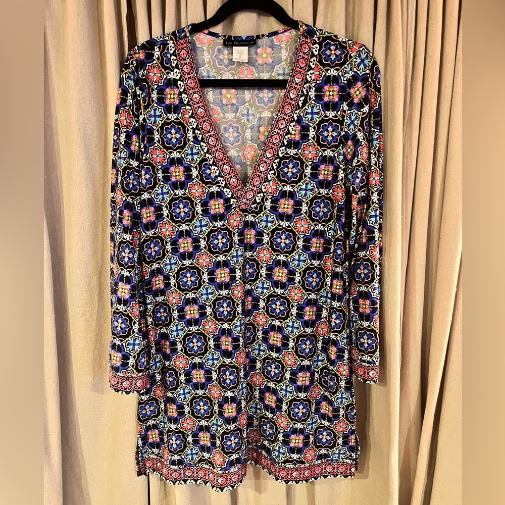 La Blanca Printed Tunic Top- Size M